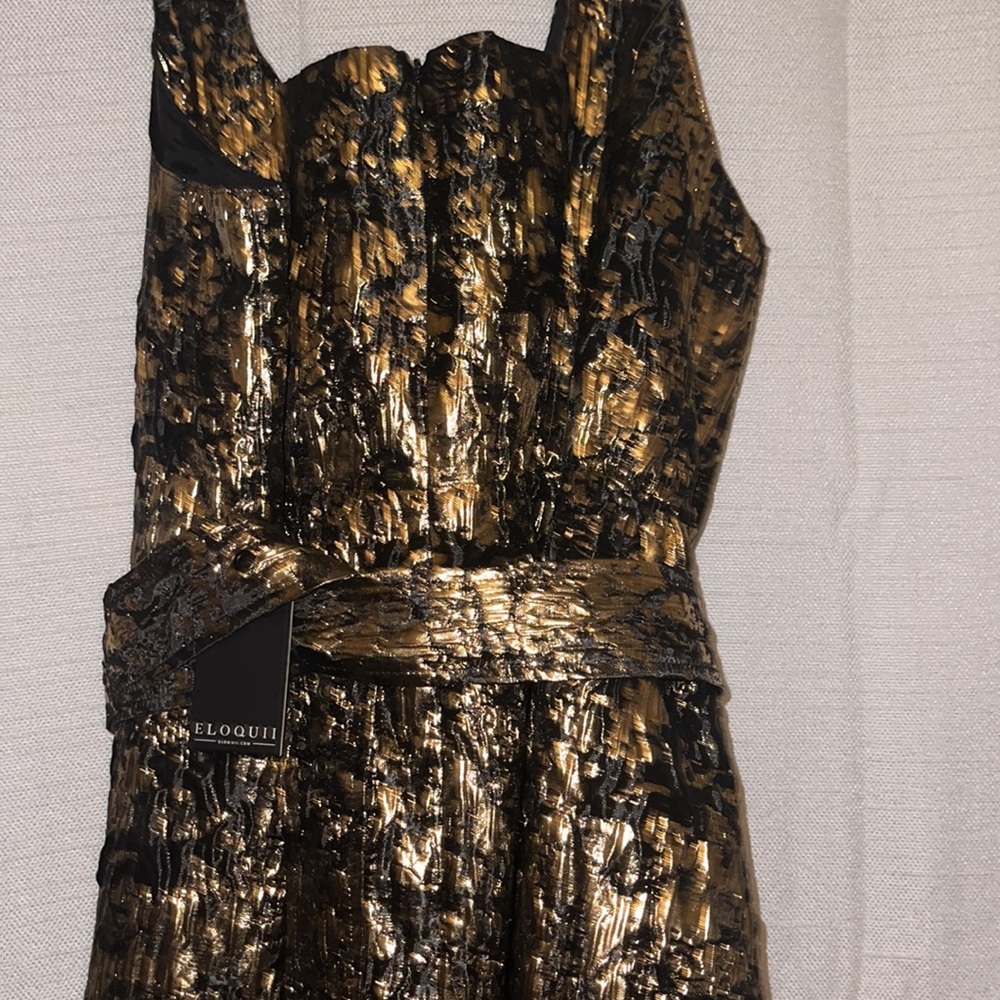 🖤SOLD💛Eloquii Gold and Black Brocade Mini Belted Dress/Jacket - Picture 4 of 11